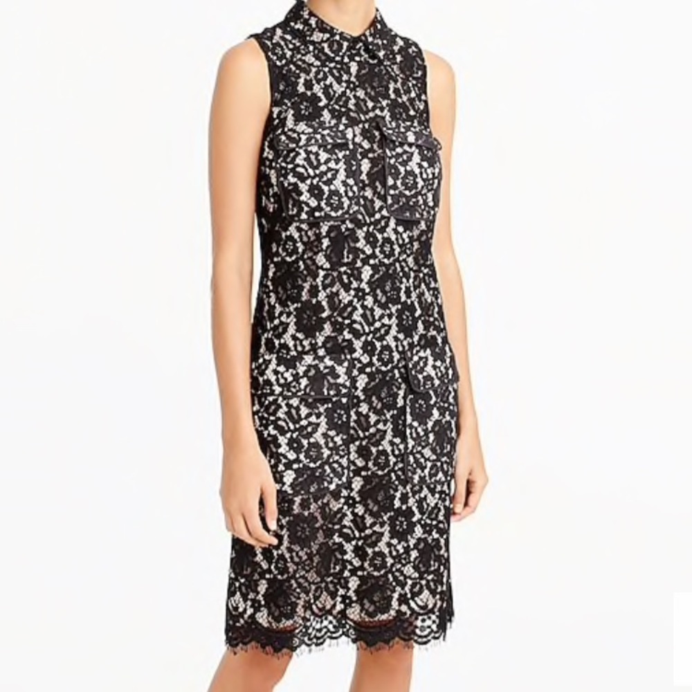 J. Crew Petite Black Lace Mini Dress with Pockets 00P